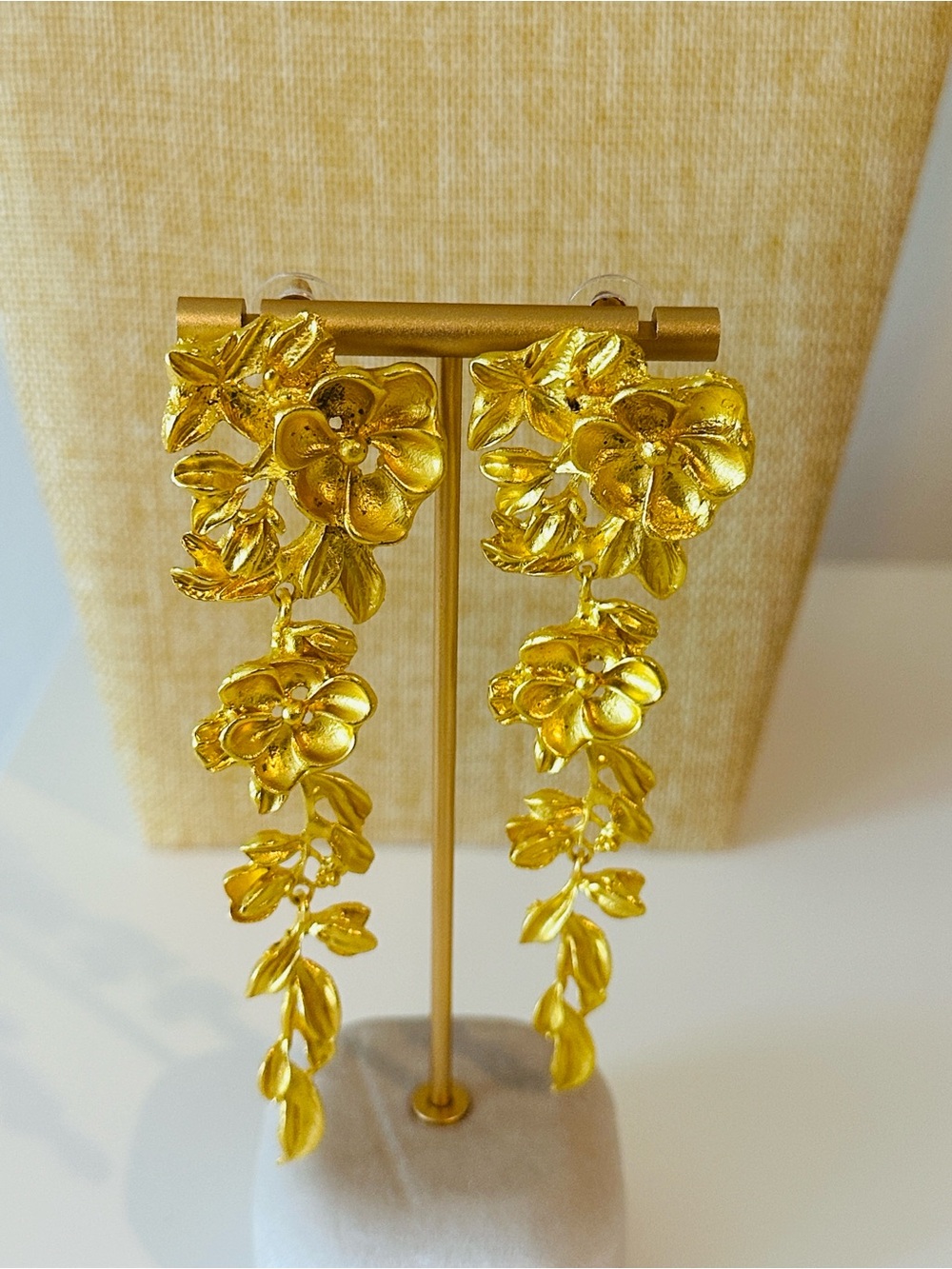 Fashion Jewelry Gold Floral Cascade Drop Earrings - Women Jewelry
